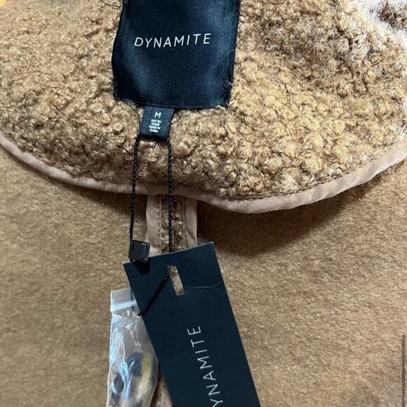 NWT Dynamite Manteau Teddy Bear Brown Long Coat In Pebble Stone - Picture 4 of 4